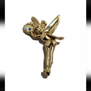 Disney Tinker Bell Gold Pinback with Rhinestone